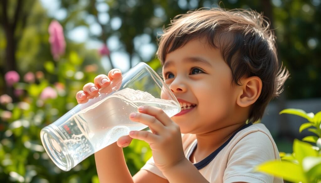 Niño bebiendo agua