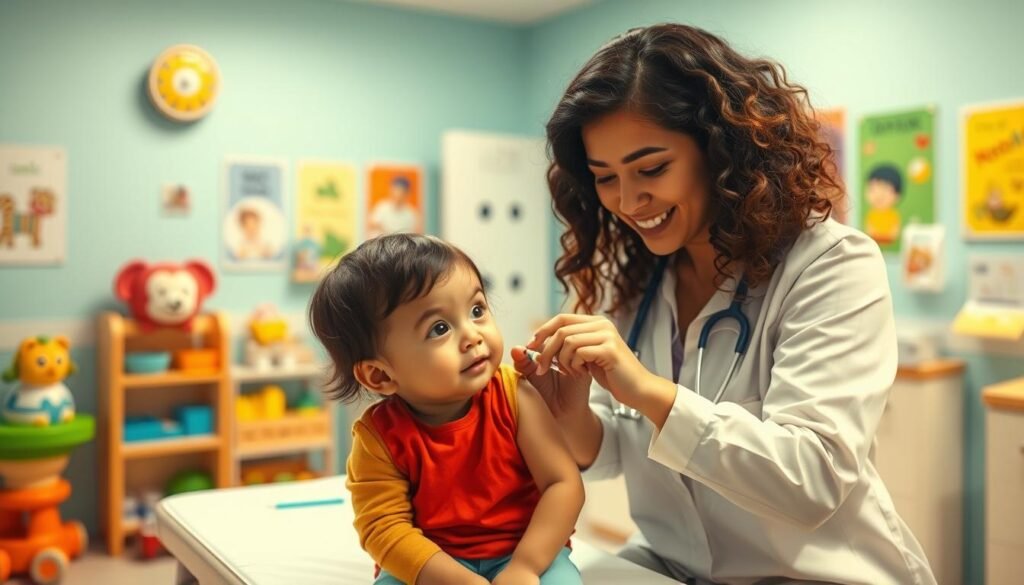 Niño recibiendo vacuna