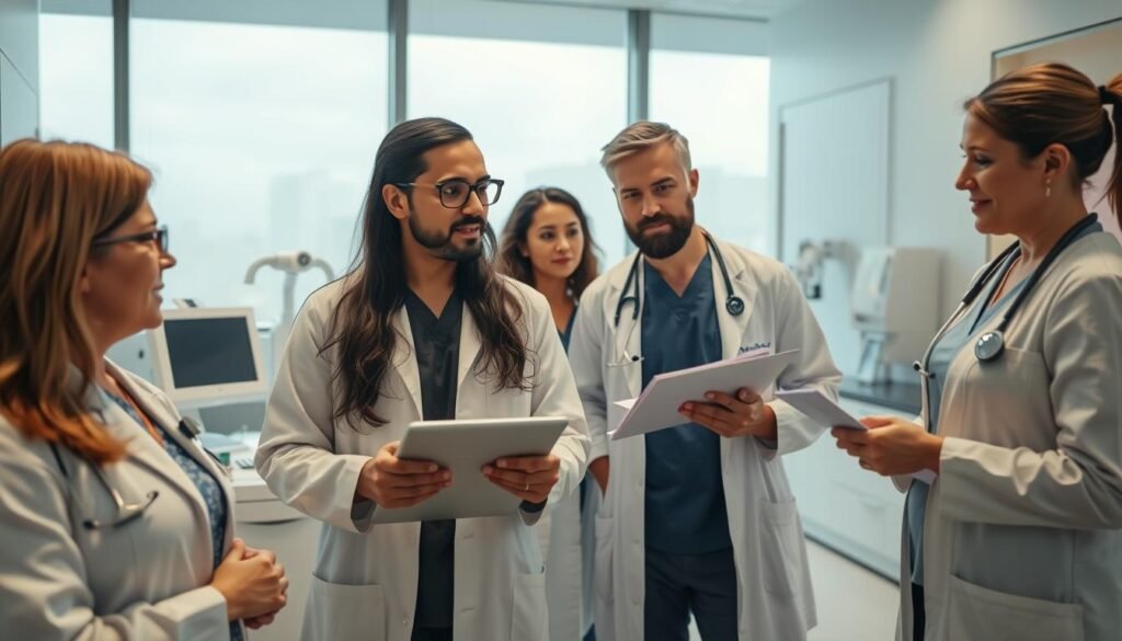 oncólogos y equipo médico