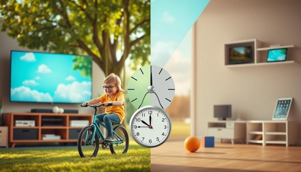 equilibrio entre tiempo pantalla y actividades físicas