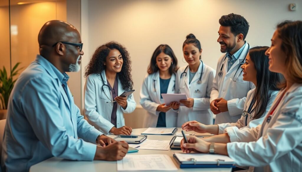 Profesionales de salud mental trabajando en equipo