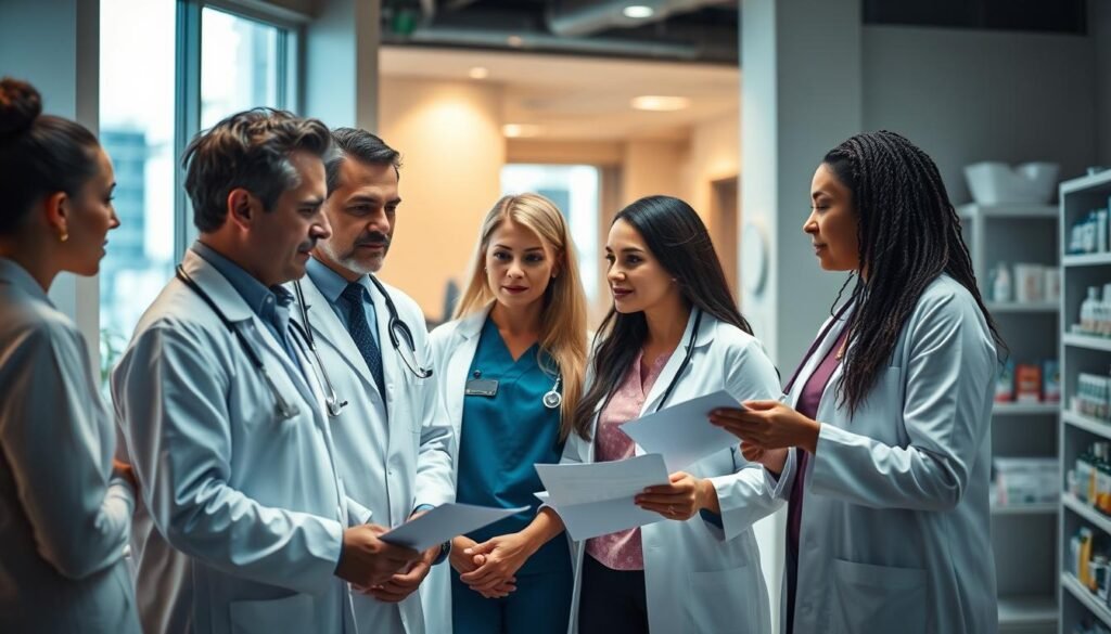 Profesionales de salud trabajando en equipo