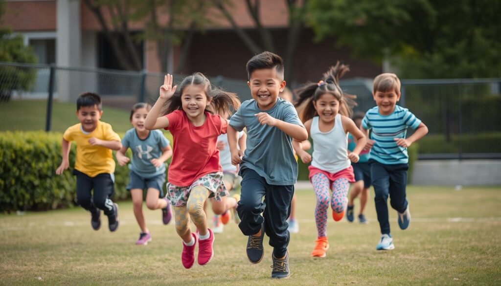 Niños realizando actividad física