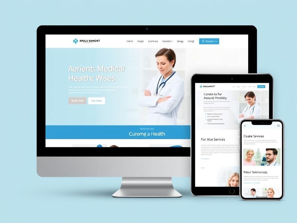 Página web profesional de una clínica de salud mostrando servicios, testimonios y botón de reserva de citas