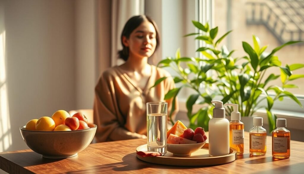 estilo de vida saludable y cuidado de piel seca